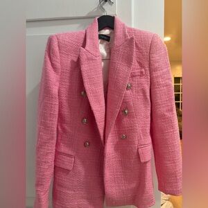 Zara Pink Textured Women's Blazer